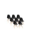 Kit 8 Cadeiras Eiffel Charles Eames Dkr Base Madeira Preta