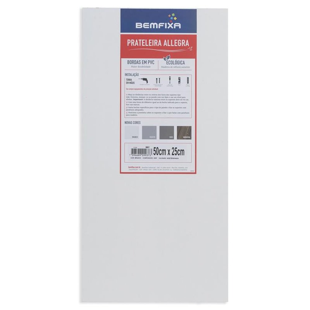 Prateleira 50X25Cm Branca Ff Bemfixa - Caixa Com 05 Unidades