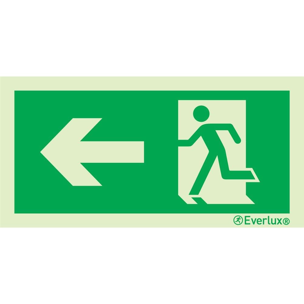 Placa de Saída à Esquerda Fotoluminescente 24x12cm Everlux