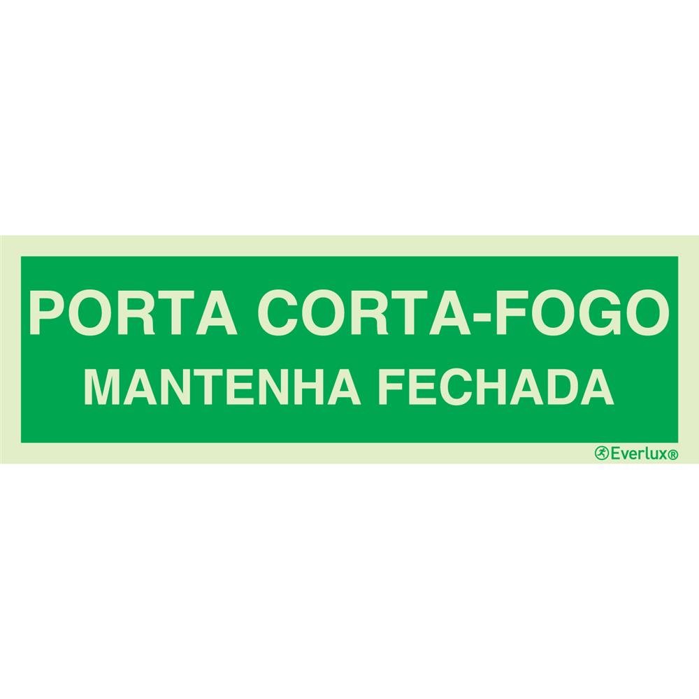 Placa Porta Corta-Fogo Fotoluminescente 24x12cm Everlux