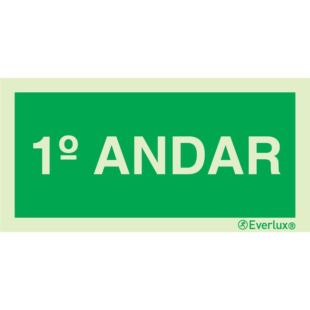 Placa 1 Andar Fotoluminescente 20x10cm Everlux