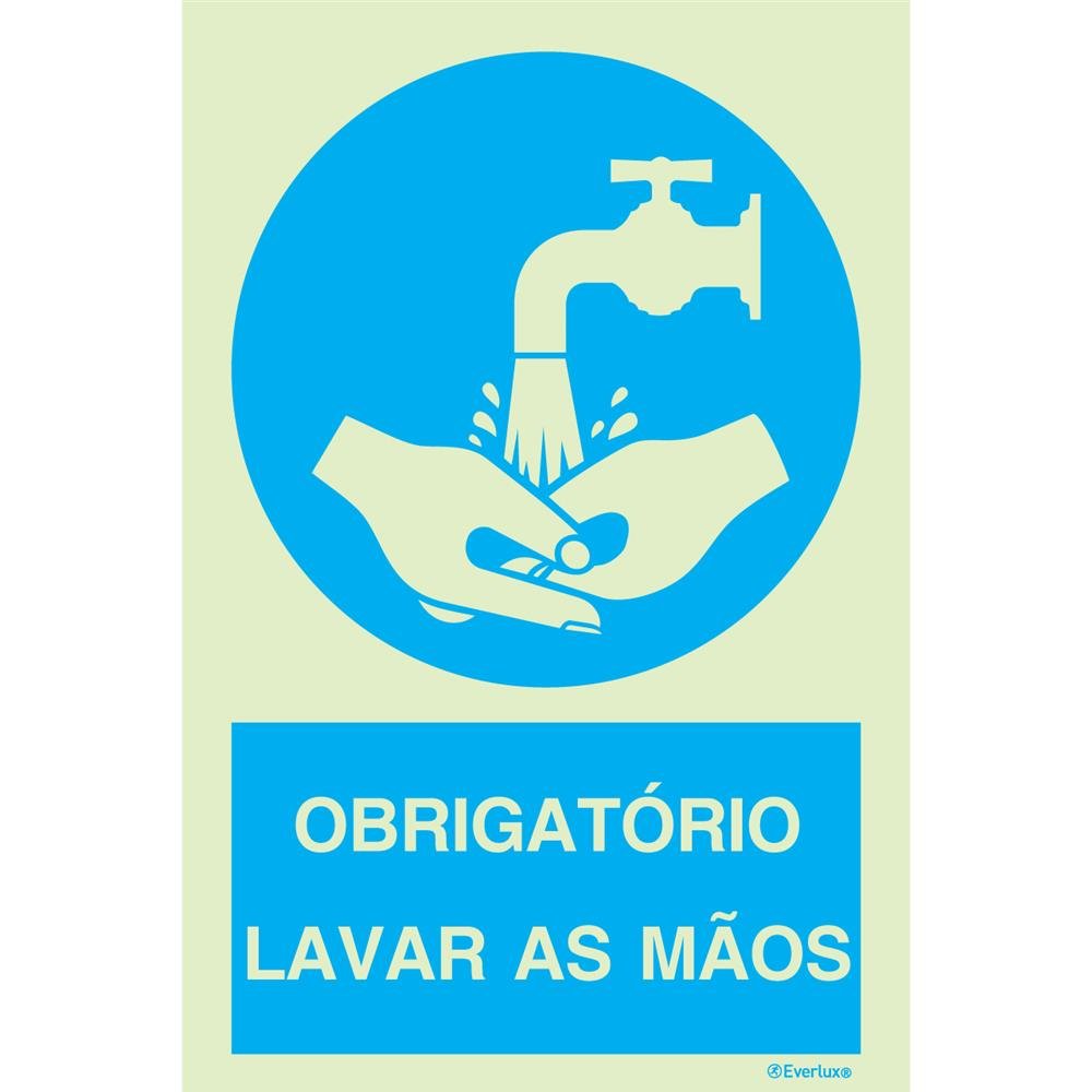 Placa Obrigatório Lavar as Mãos 15x20cm Everlux