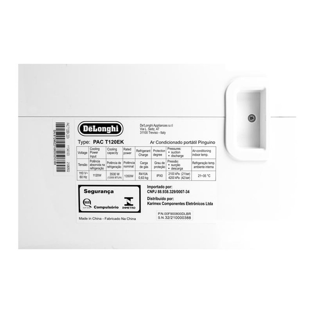 Ar Condicionado Portátil Delonghi Pinguino 12000 BTU - PAC T 120 EK (127V)