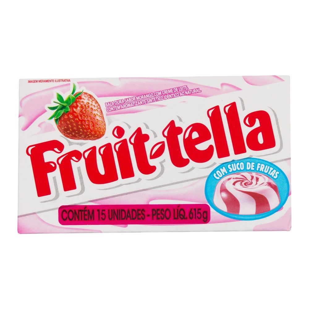Bala Fruit tella Morango - Embalagem com 15 Unidades