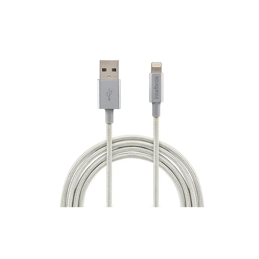 Cabo USB - Lightning 1,5m nylon Branco Intelbras EUAL 15NB