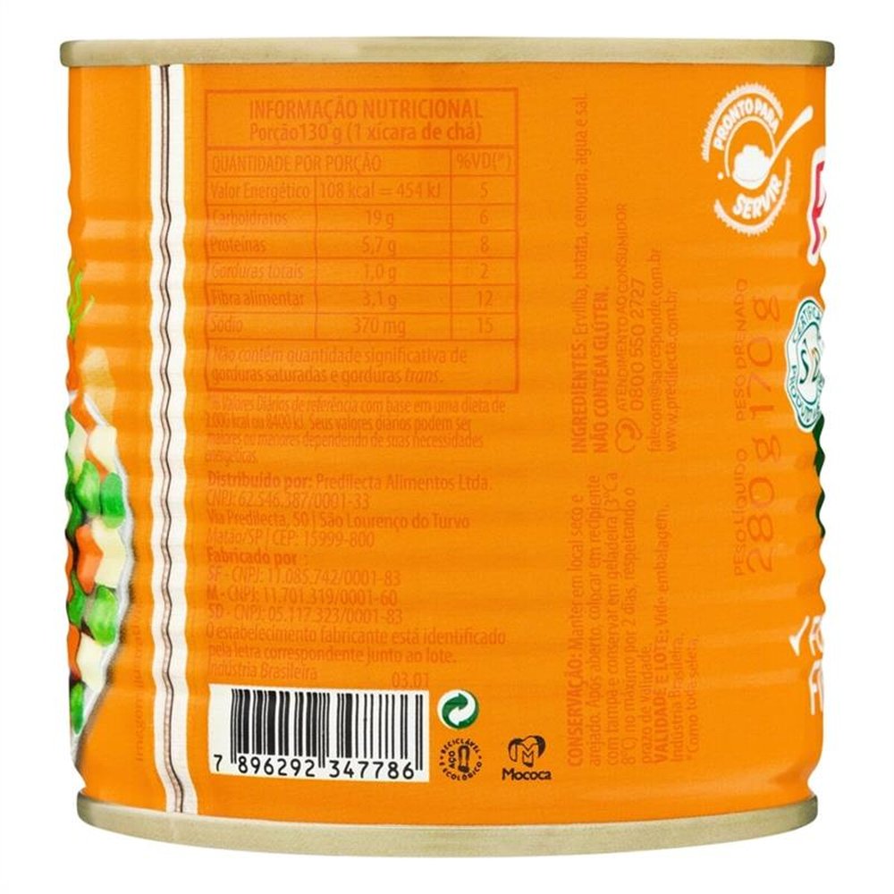 Seleta Legumes Predilecta Lata 170g - Embalagem com 24 Unidades