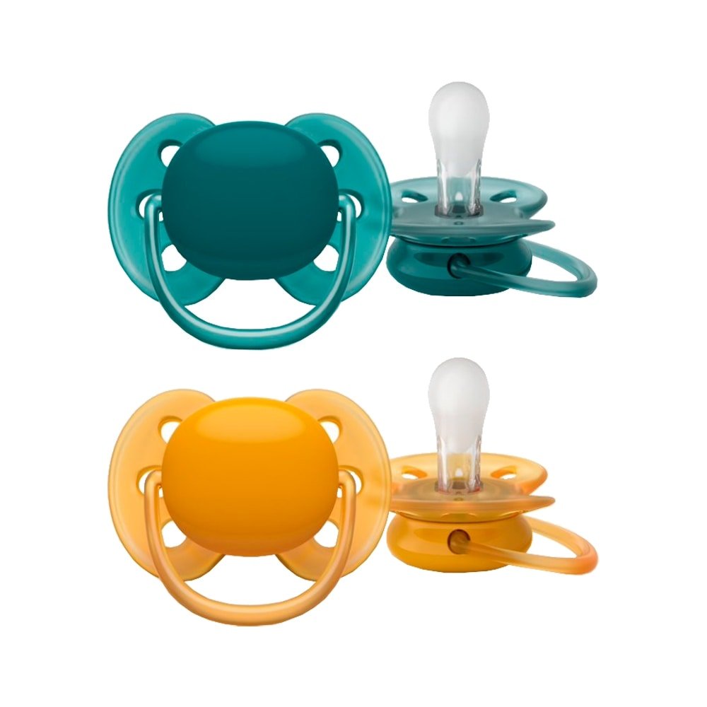 Chupeta Philips Avent Ultra Soft Dupla SCF091/04, 6-18 Meses, Amarelo/Verde