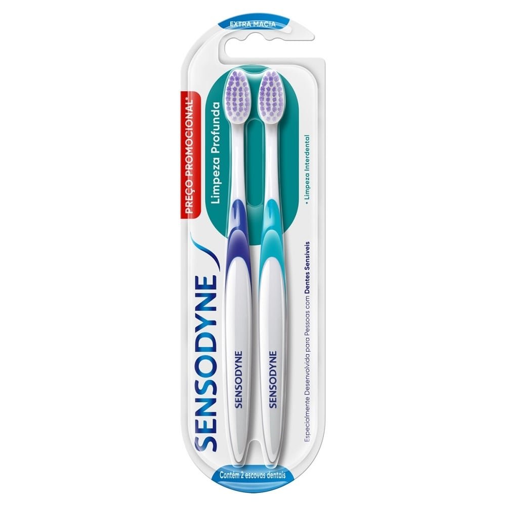 Escova Sensodyne Limpeza Profunda Extra Macia - Embalagem com 2 Unidades