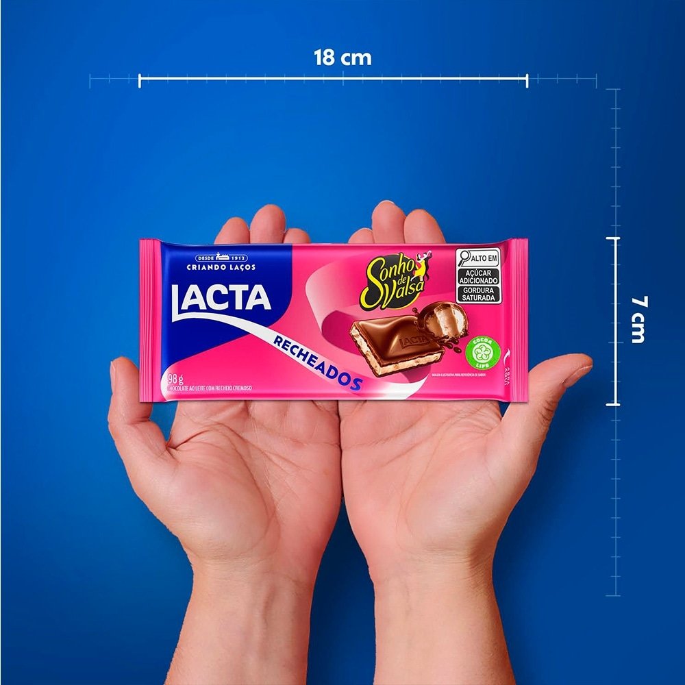 Chocolate Recheado Lacta Sonho de Valsa 98g - Display com  17 Unidades
