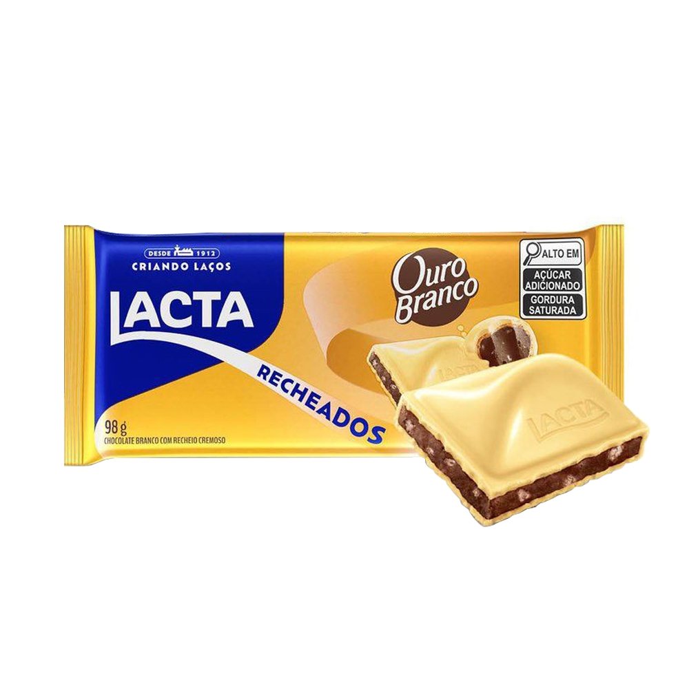 Chocolate Recheado Lacta Ouro Branco 98g - Display com 17 Unidades