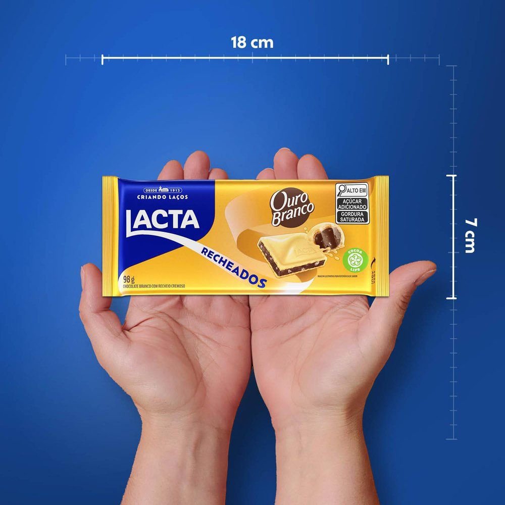 Chocolate Recheado Lacta Ouro Branco 98g - Display com 17 Unidades