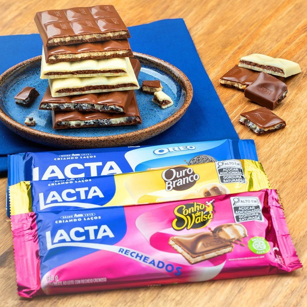 Chocolate Recheado Lacta Ouro Branco 98g - Display com 17 Unidades