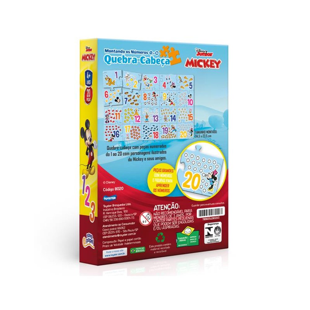 Quebra-Cabeça Montando Os Numeros De 1 A 20 Mickey / 8020