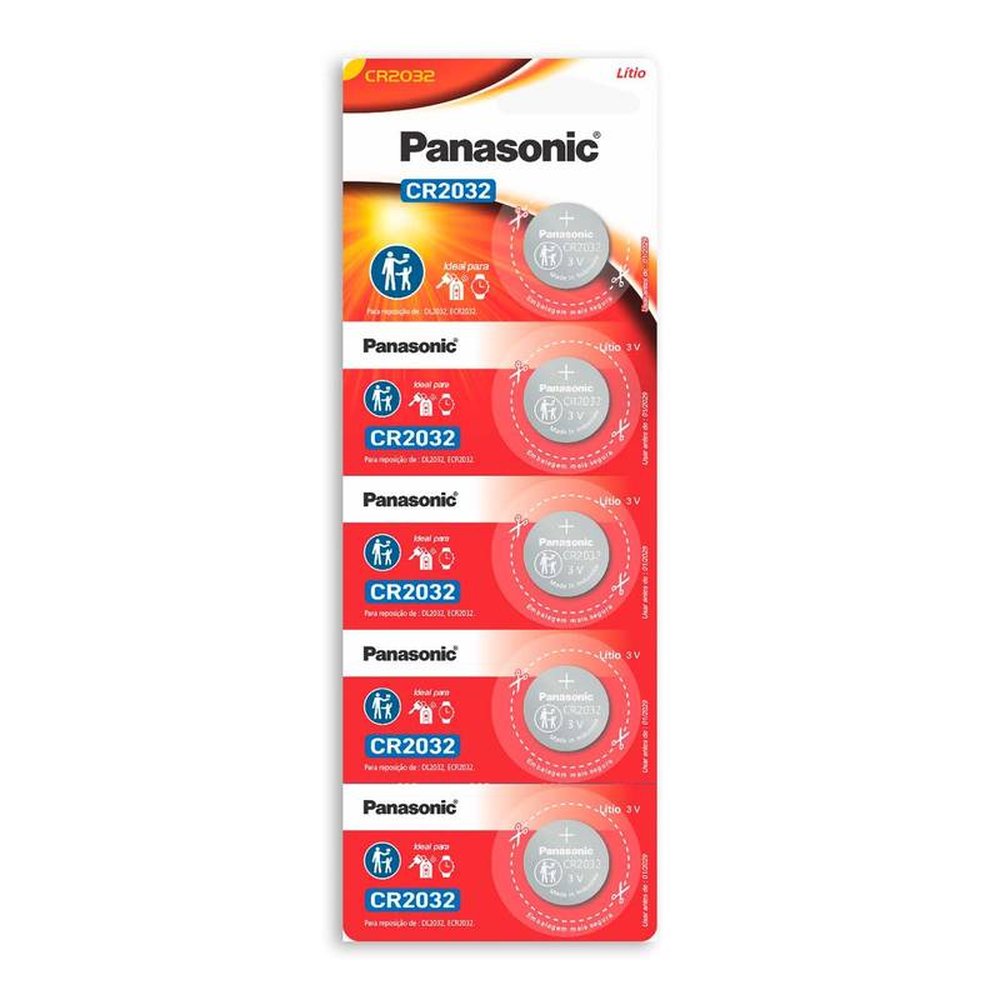 Bateria Cr2032 Botão Panasonic 10 Cartelas Com 05 Baterias Por Cartela