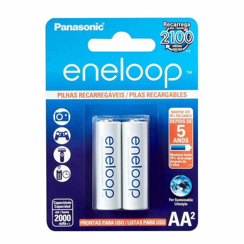Pilha Recarregável Eneloop Std Aa2 Panasonic 02 Unidades