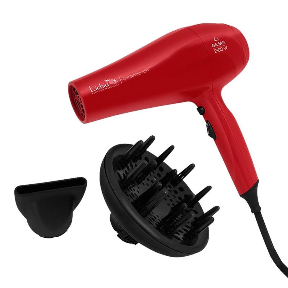 Secador de Cabelo Gama Lichia Ceramic Ion com 2 Velocidades 2 Temperaturas 2100W, Vermelho, 220V