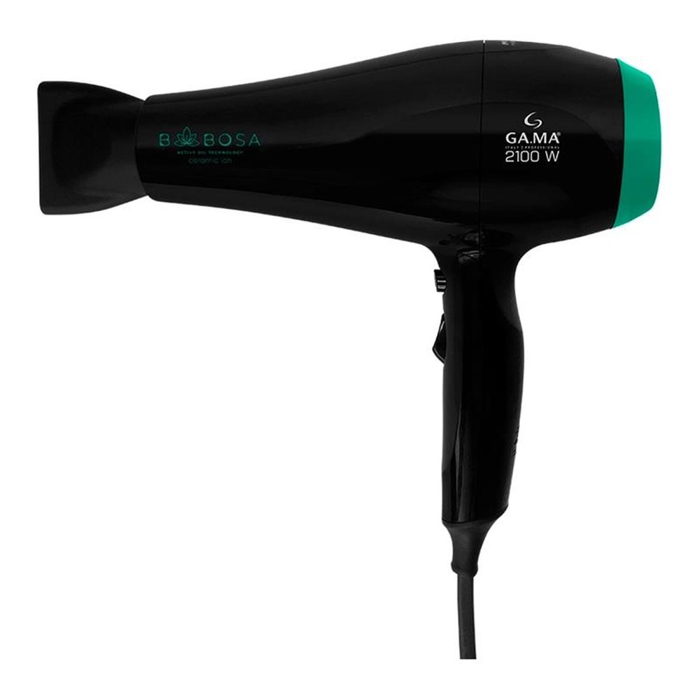 Secador de Cabelo Gama Babosa Ceramic Ion 2 Velocidades 3 Temperaturas 2100W, Preto/Verde, 220V