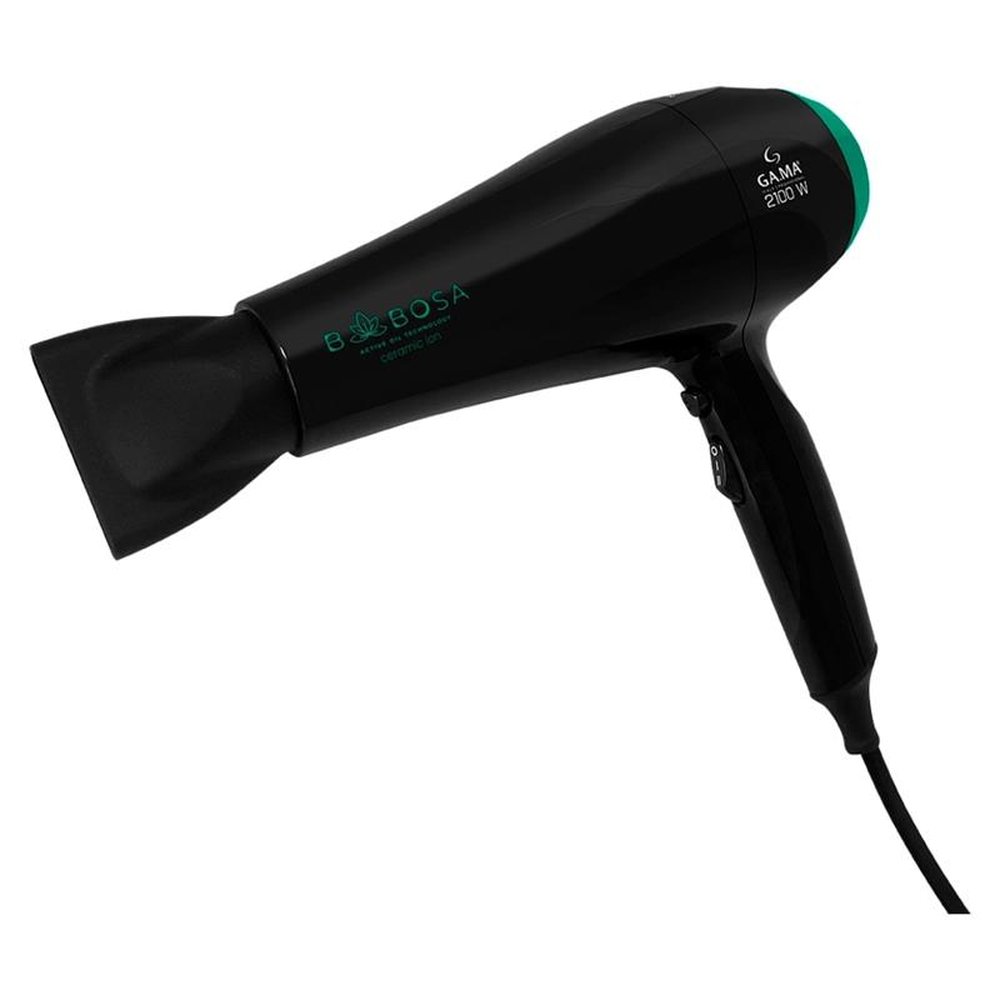 Secador de Cabelo Gama Babosa Ceramic Ion 2 Velocidades 3 Temperaturas 2100W, Preto/Verde, 220V