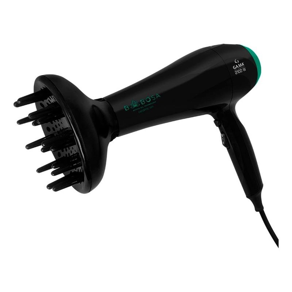 Secador de Cabelo Gama Babosa Ceramic Ion 2 Velocidades 3 Temperaturas 2100W, Preto/Verde, 220V
