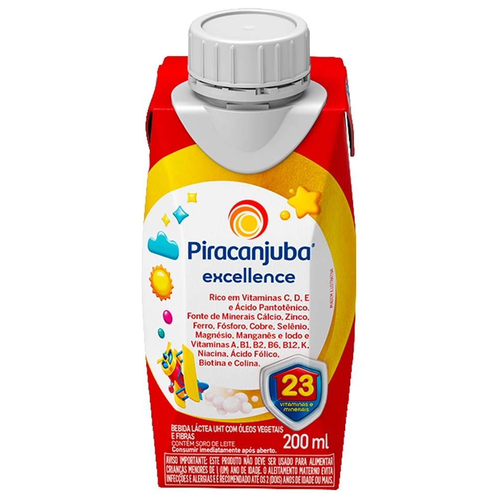 Bebida Láctea Piracanjuba UHT Excellence 200ml Embalagem com 12 Unidades