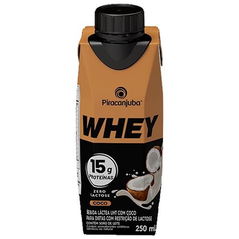 Bebida Láctea Piracanjuba Whey Zero Lactose Coco 250ml Embalagem com 12 Unidades