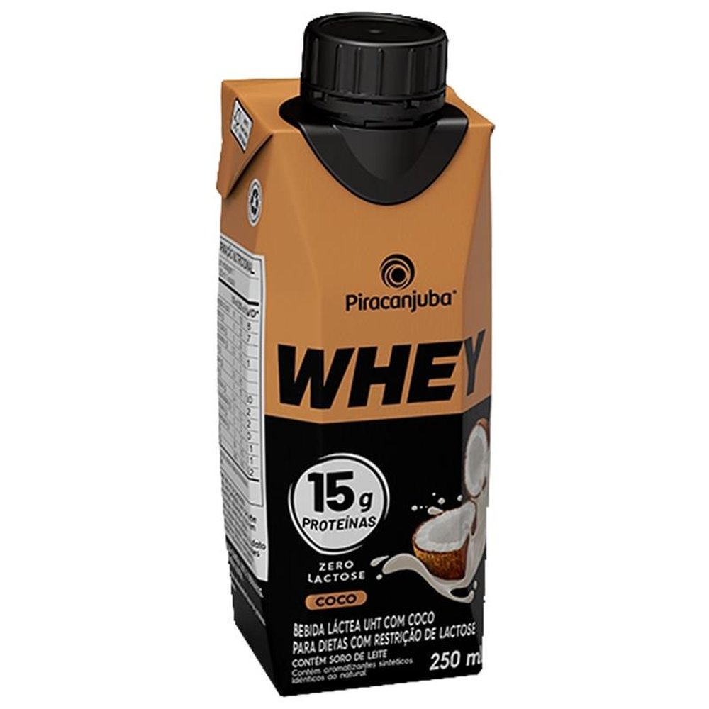 Bebida Láctea Piracanjuba Whey Zero Lactose Coco 250ml Embalagem com 12 Unidades