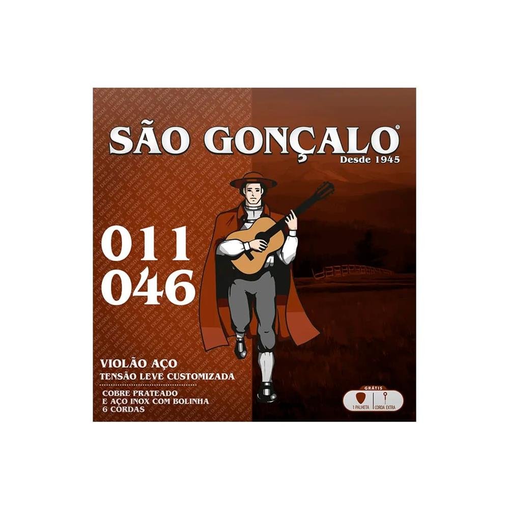 Jogo De Cordas P/violão Aço C/bolinha 011" - 046" São Gonçalo