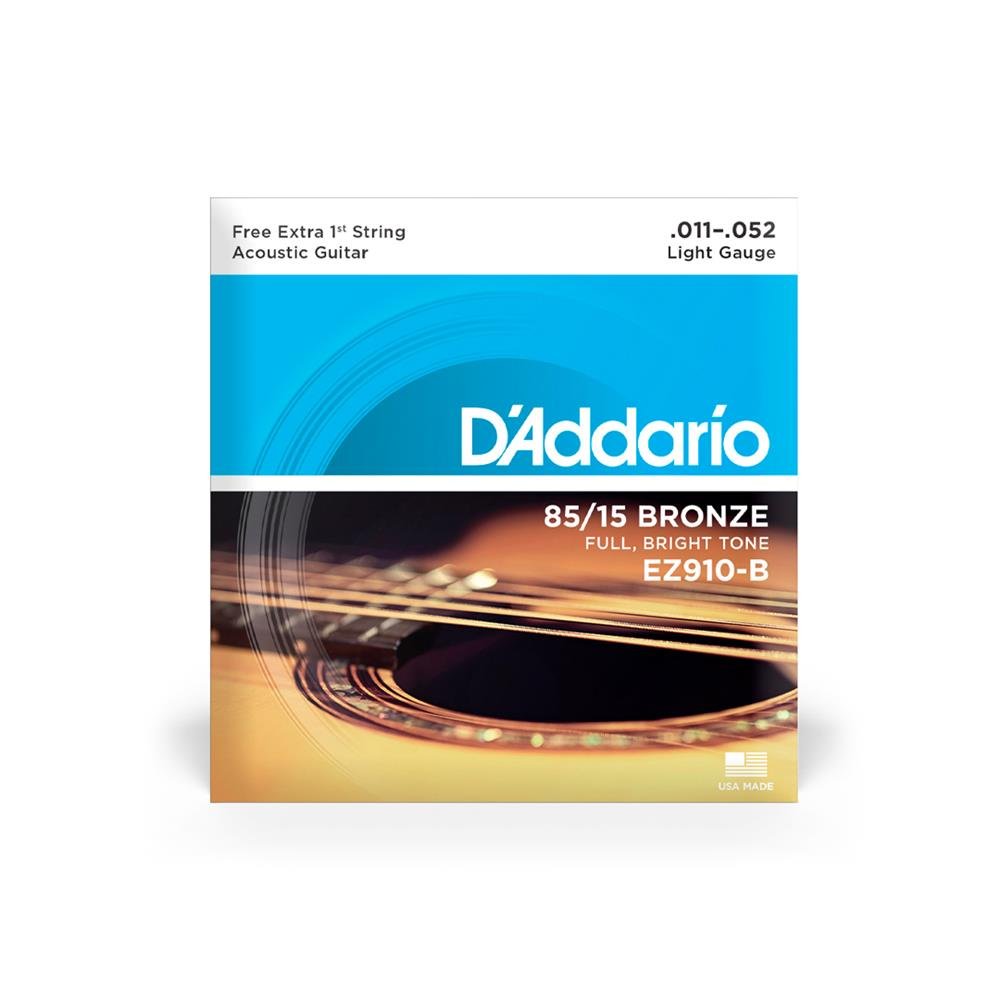Cordas Para Violão Aço D Addario Bronze 85/15 Ez910-b .011-.052 Com Corda Extra Pl011
