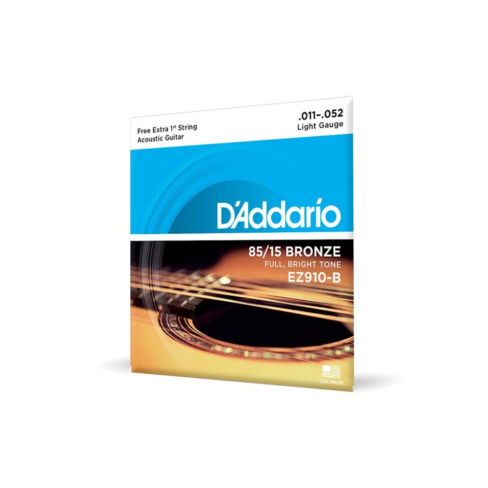 Cordas Para Violão Aço D Addario Bronze 85/15 Ez910-b .011-.052 Com Corda Extra Pl011