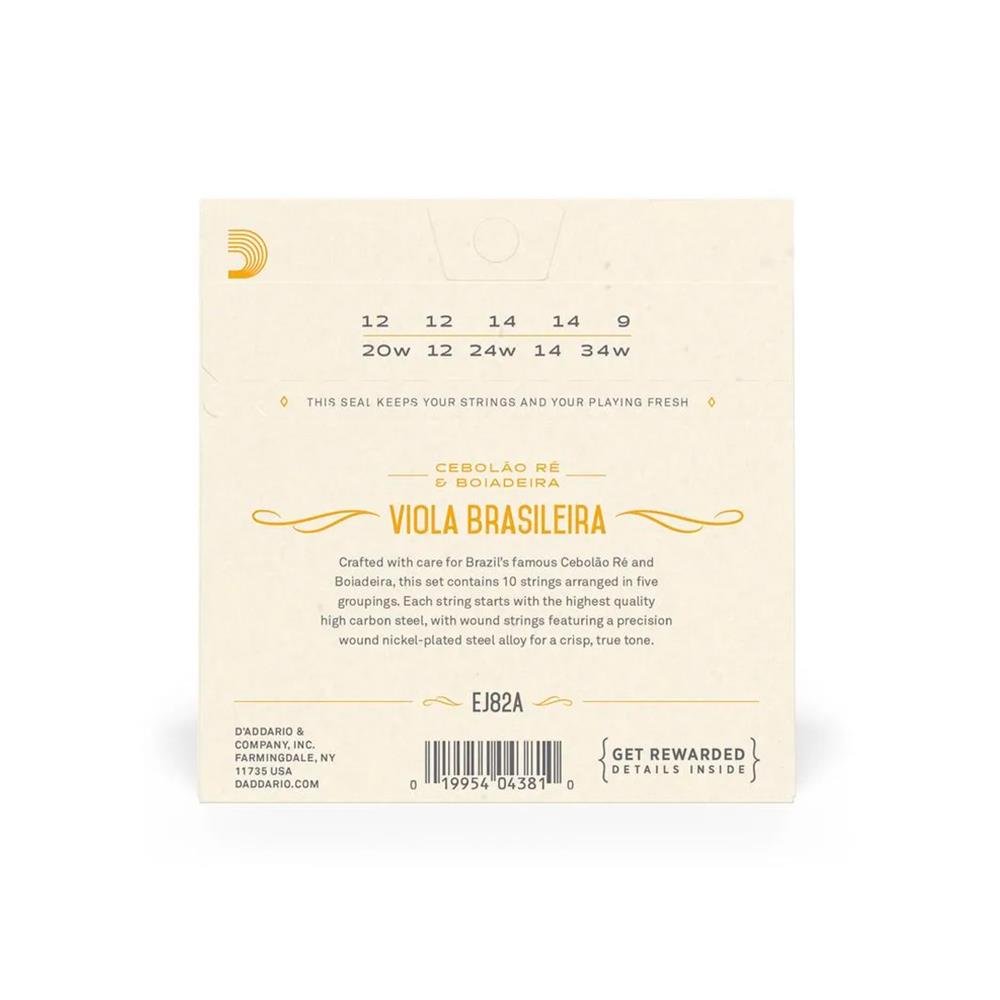 Cordas Para Viola Brasileira Ré D Addario Ej82