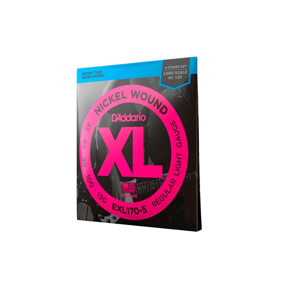 Cordas Para Baixo D Addario Xl Nickel Wound Exl170-5 5 Cordas Escala Longa .045-.130