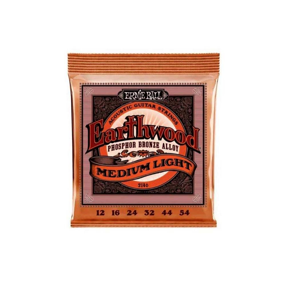 Encordoamento P/Violão Aço Earthwood Media Leve Phosphor Bronze Ernie Ball 012"-054" P02146