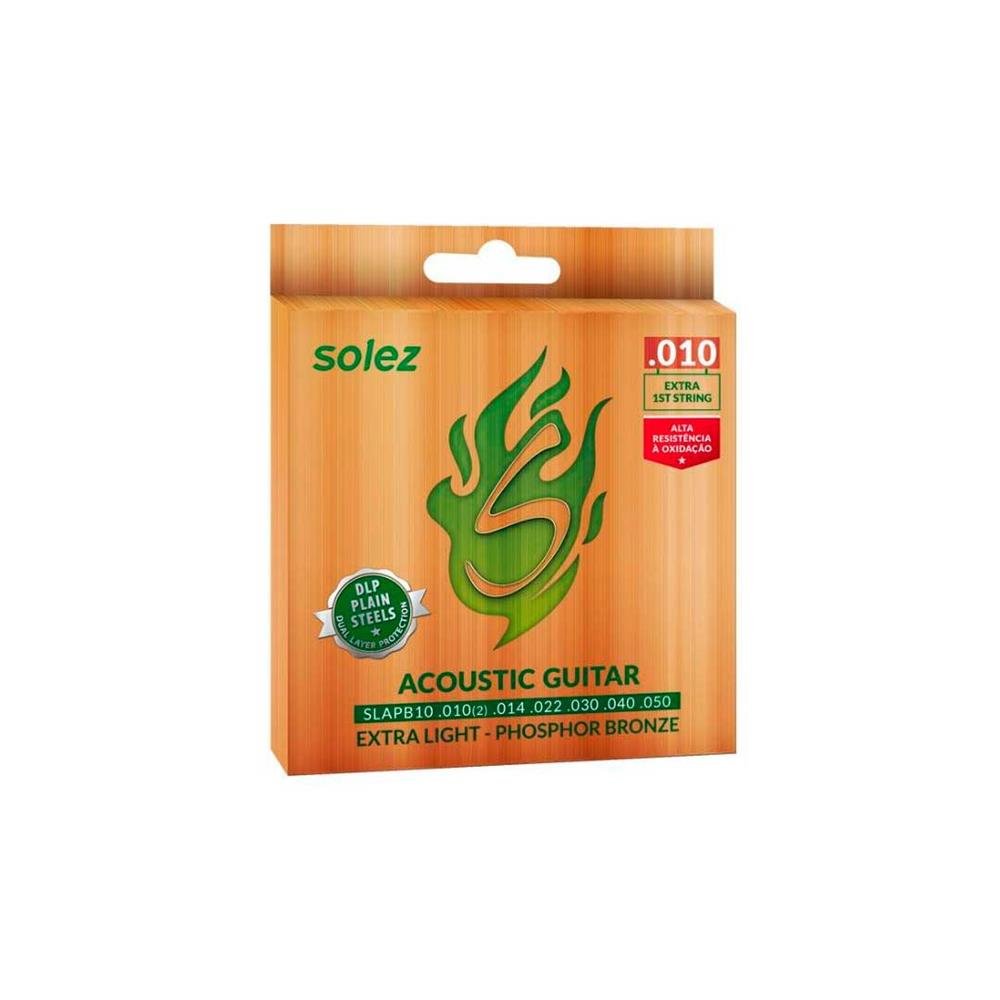 Jogo De Cordas P/Violão Solez P.Bronze 0.010"/0.050" Slapb10