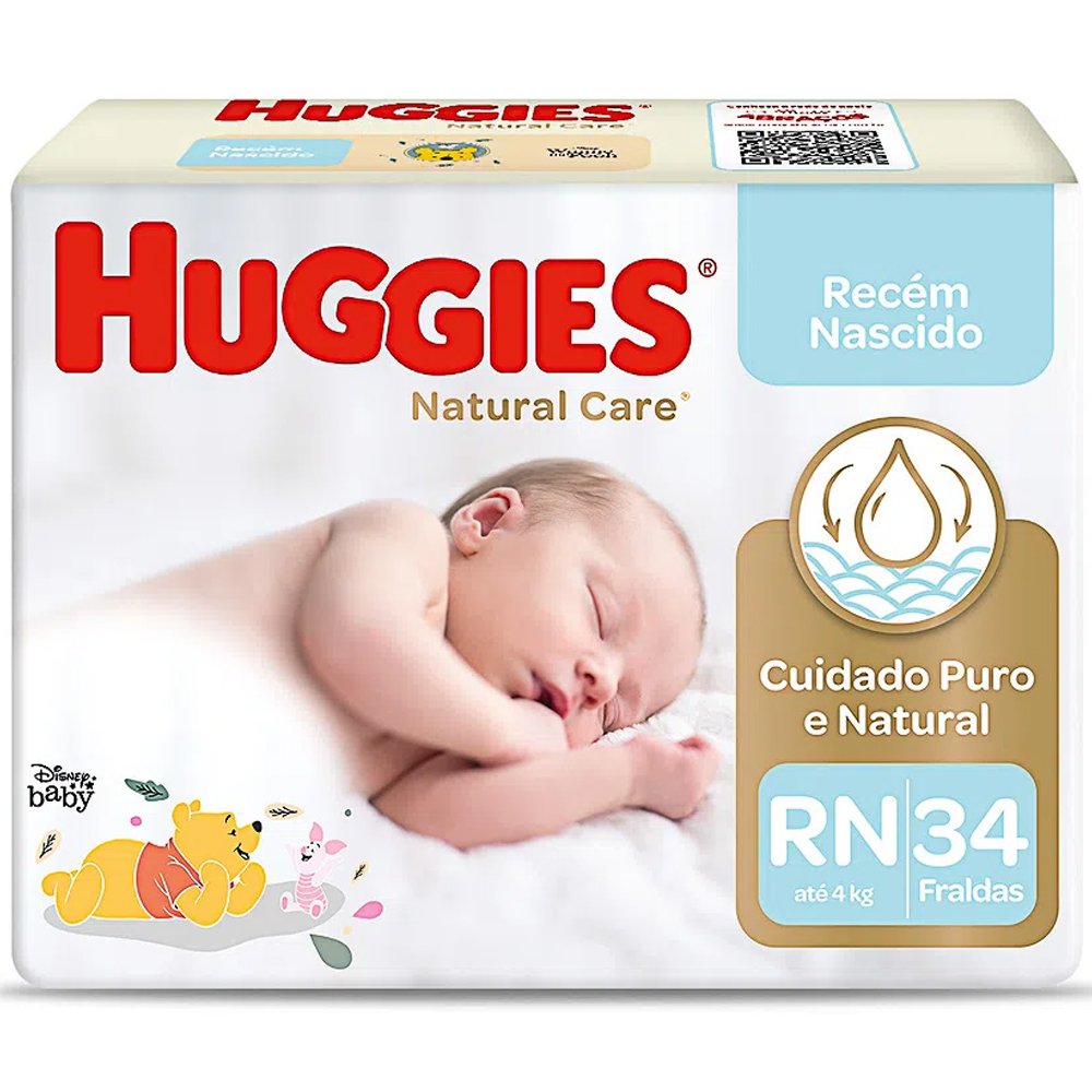 Fralda Huggies Natural Care Mega Rn 34 Unidades