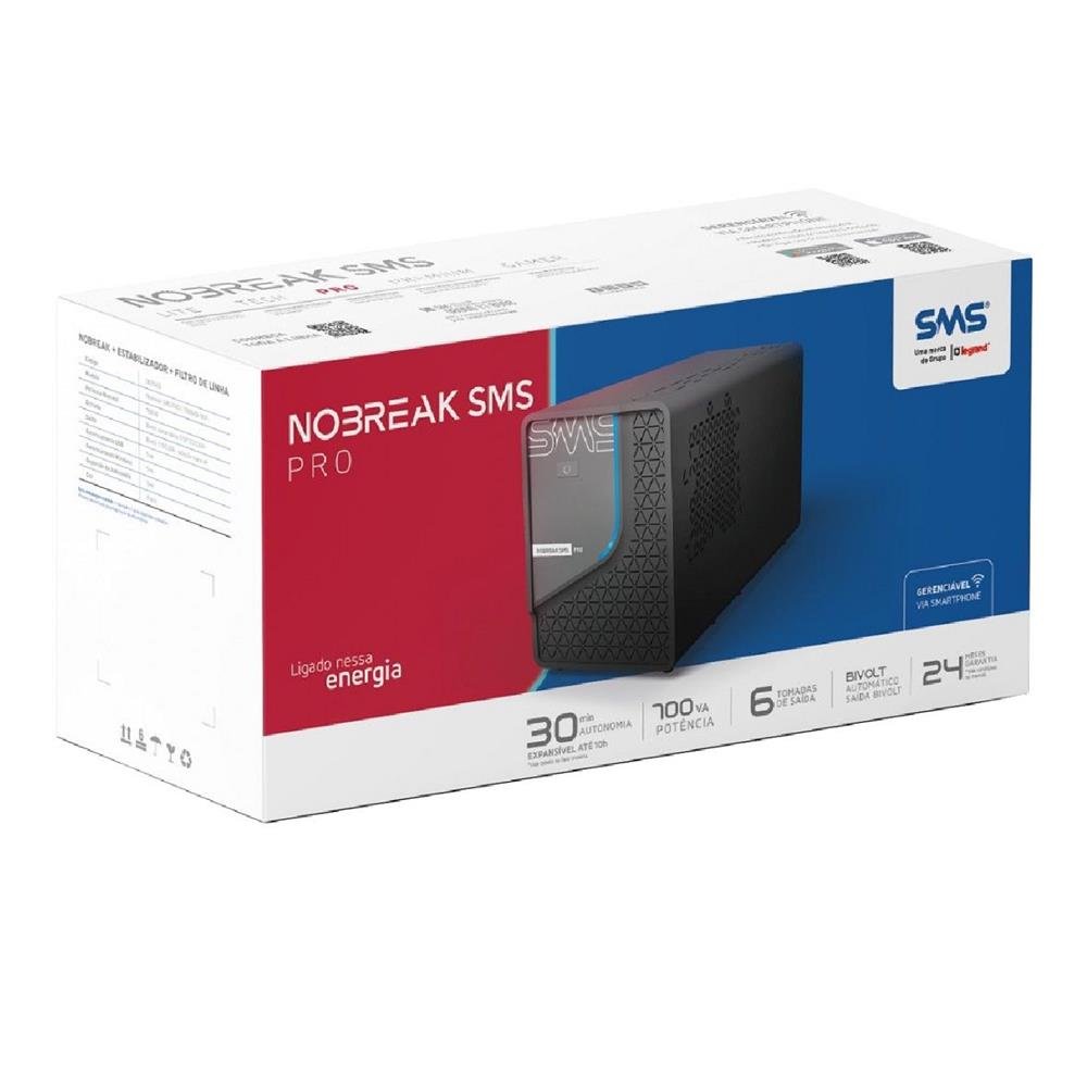 Nobreak Sms Pro 700Va Bivolt/Bivolt Senoidal Wi-Fi 6 Tomadas