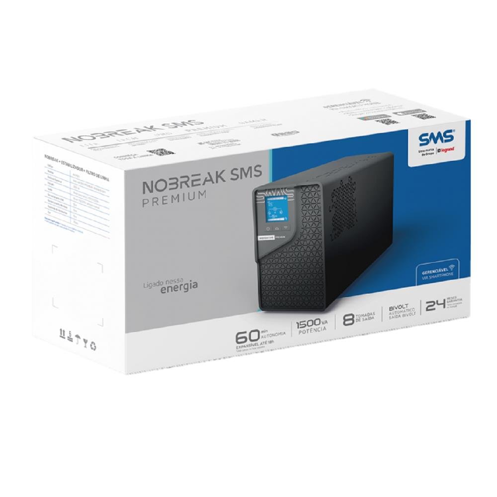 Nobreak SMS Premium 1500 VA Entrada e Saída Bivolt Wi-Fi - 29501