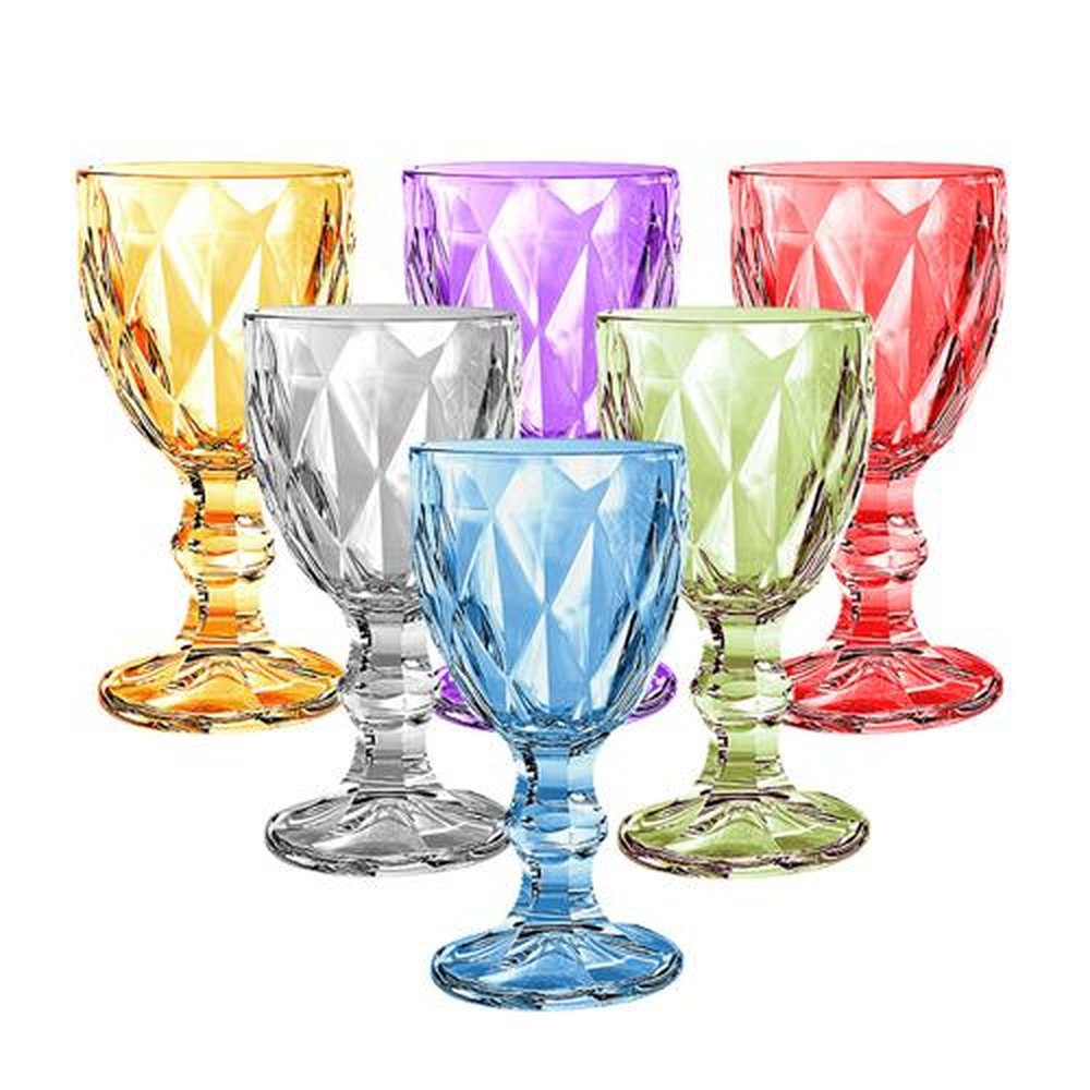 Jogo De 6 Tacas Matelasse Em Vidro 60Ml A10,5Cm Colorida