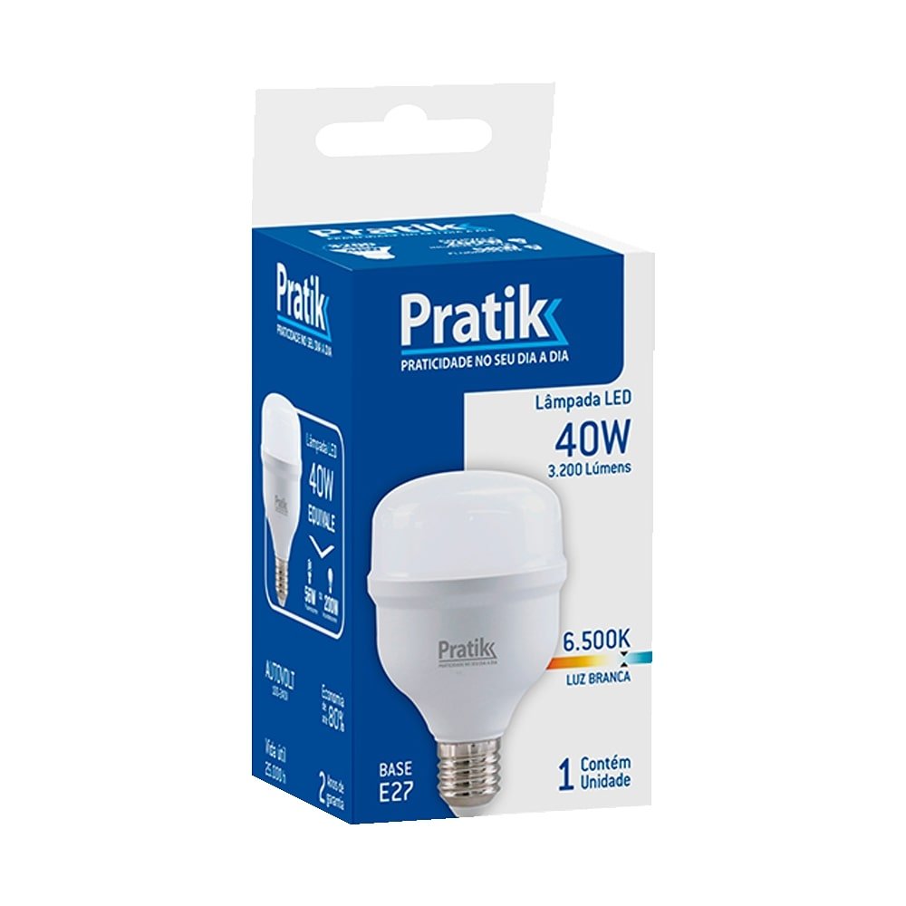 Lâmpada Led Pratik 40W E27 6.5K 25000h 1600 Lúmens Normatizada
