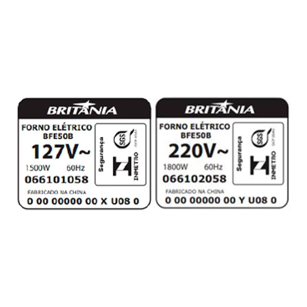 Forno Elétrico de Bancada Britânia 50 Litros BFE50B | 1800W, Branco, 110V
