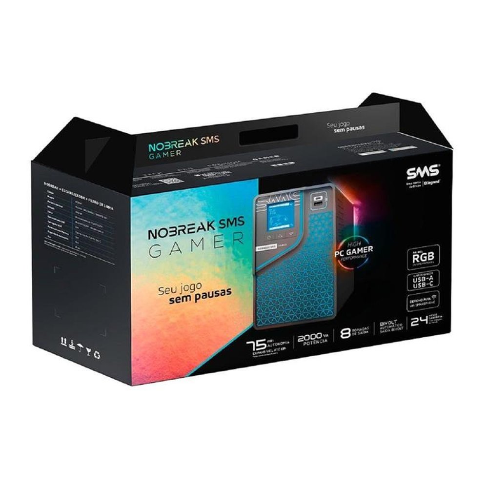 Nobreak SMS Gamer 2000 Entrada e Saída Bivolt Wi-Fi - 29601