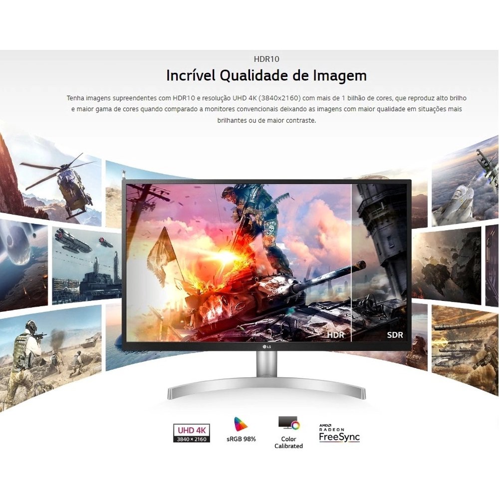 Monitor LG 27" LED IPS UltraHD 4K 27UL500, LG, 27UL500-W, LE