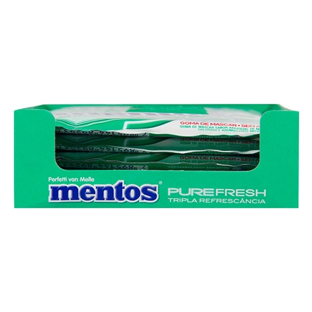 Chiclete Mentos 3 Camadas com Menta Verde - Caixa com 15 Unidades