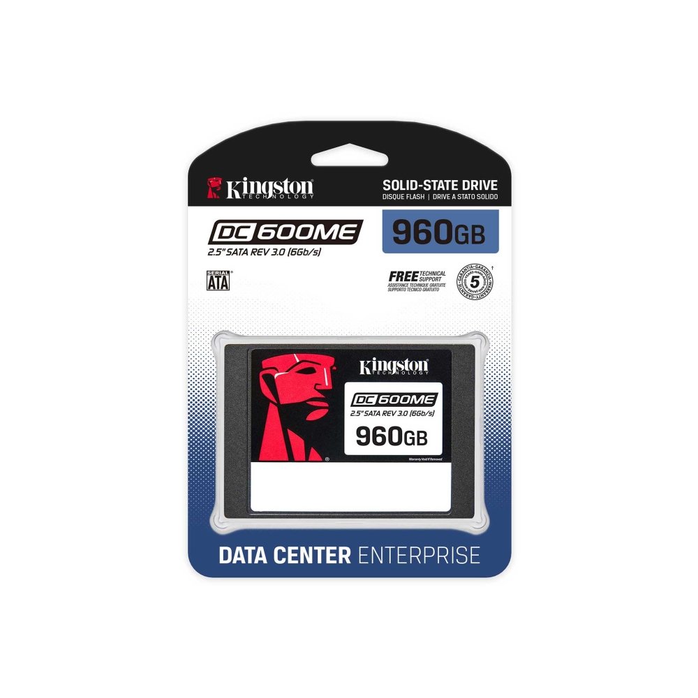 SSD Kingston DC600M, 960 GB, SATA III, 2.5", Leitura: 560 MB/s, Gravação: 530 MB/s, Preto, para Servidor - SEDC600M/960G