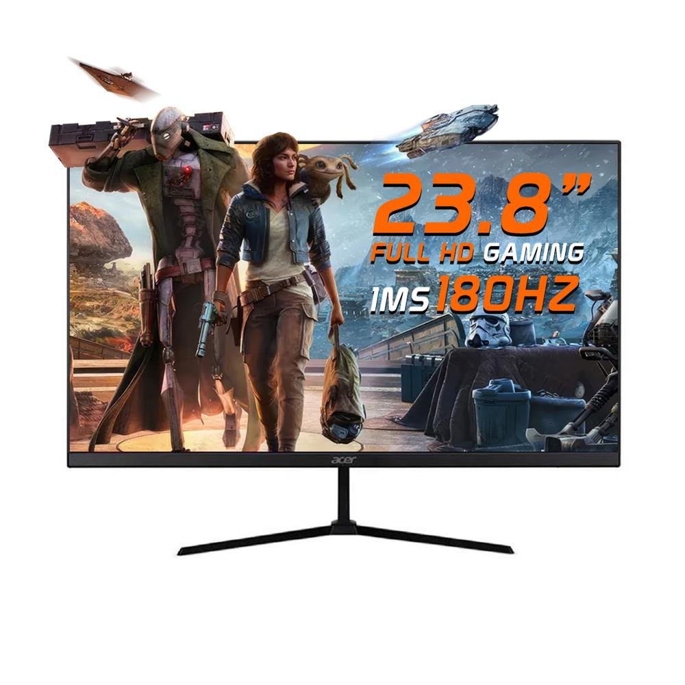 Monitor Gamer Acer Qg240y Nitro 23.8", Full Hd, 180Hz, 1Ms, Hdmi E Displayport, Freesync, Preto