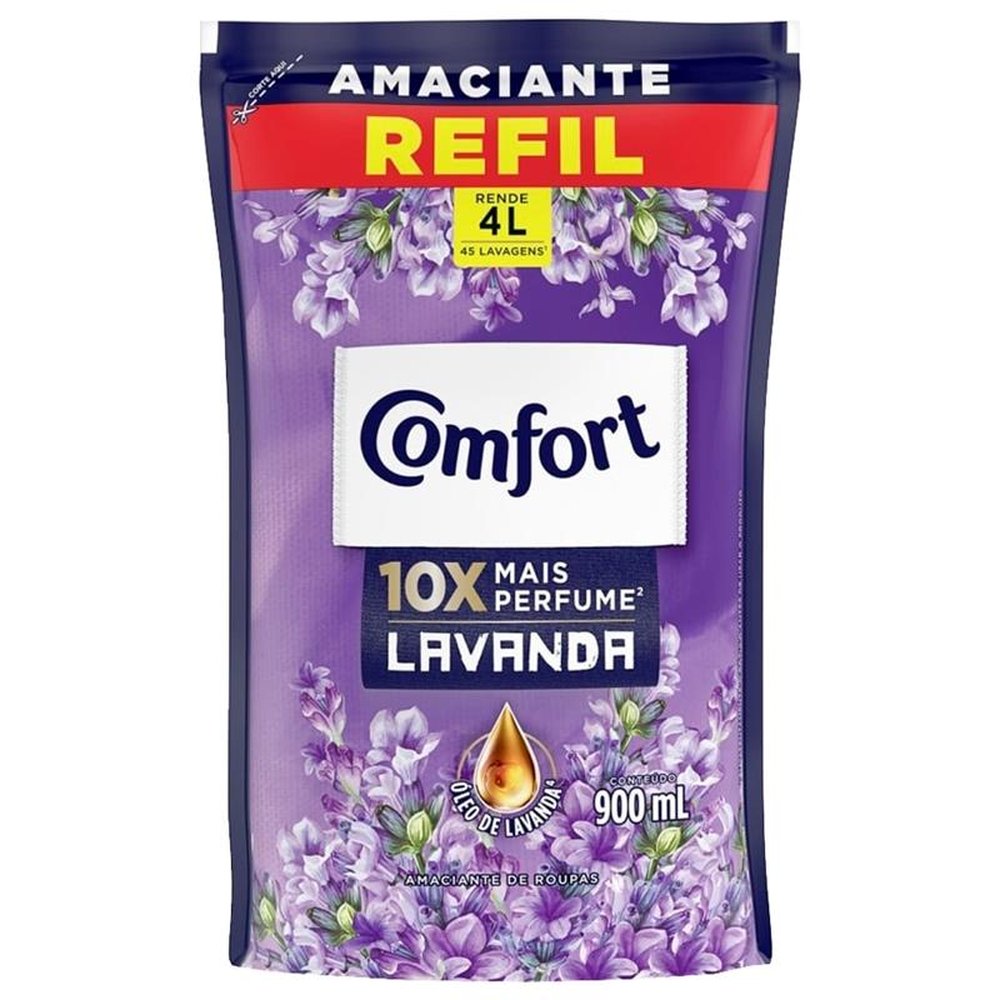 Amaciante Comfort Concentrado Lavanda Refil 900ml - Embalagem com 12 Unidades