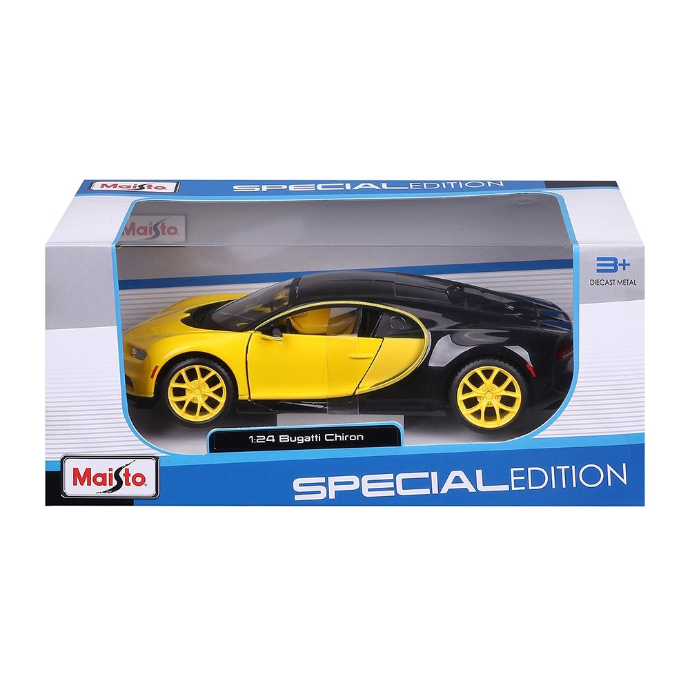Carrinho Maisto 1:24 SE Bugatti Chiron Preto/Amarelo