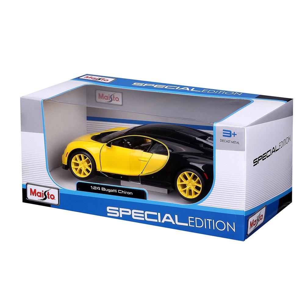 Carrinho Maisto 1:24 SE Bugatti Chiron Preto/Amarelo