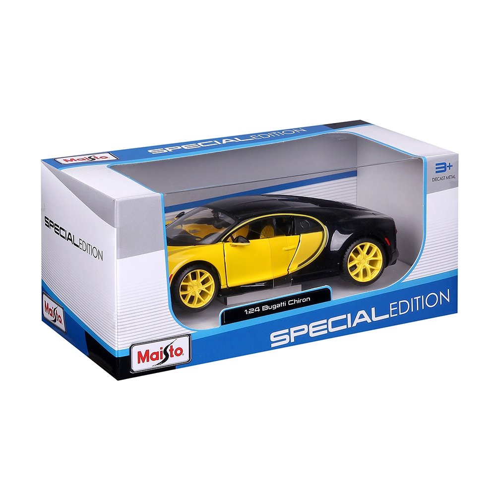 Carrinho Maisto 1:24 SE Bugatti Chiron Preto/Amarelo