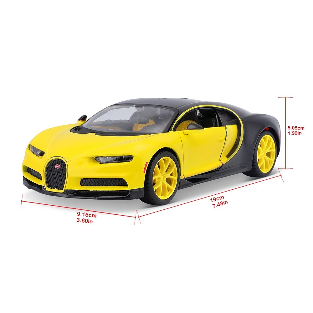Carrinho Maisto 1:24 SE Bugatti Chiron Preto/Amarelo