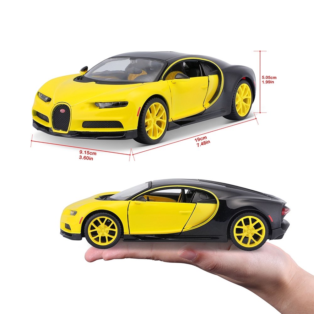 Carrinho Maisto 1:24 SE Bugatti Chiron Preto/Amarelo